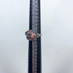 Pink Silver flower Ring